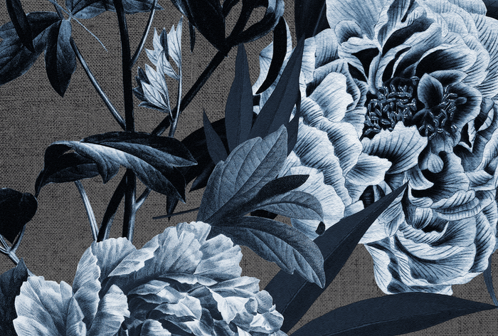 Mural - Peony Summer Indigo (Per Sqm)