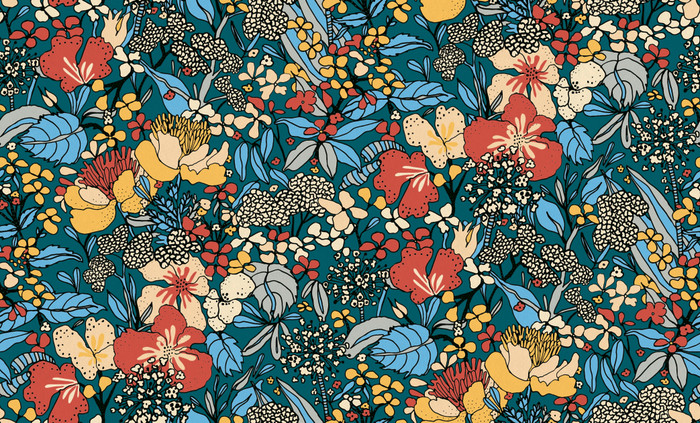 Flora Impression - Blue / Orange