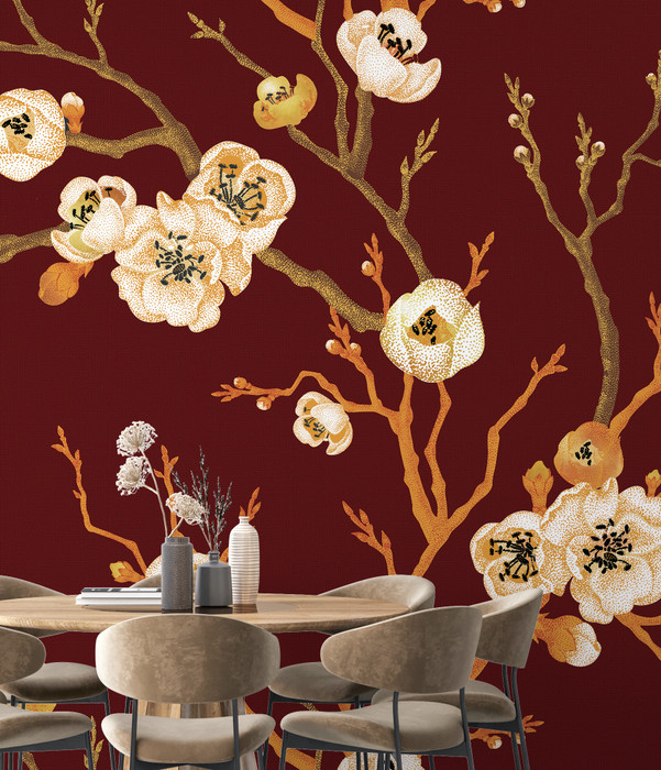 Mural - Sakura Tree Red (Per Sqm)