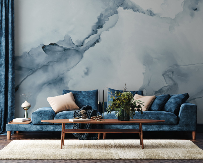 Mural - Watercolour Wall Soft Blue (Per Sqm)