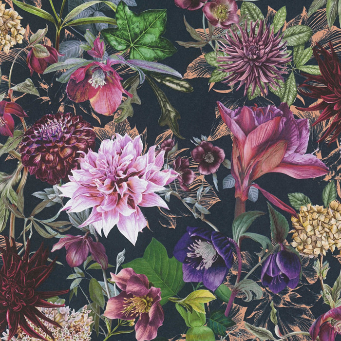 Wall Of Blooms - Black / Pink