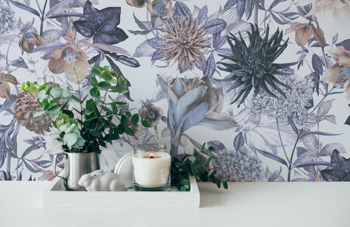 Wall Of Blooms - Light Blue / Multi