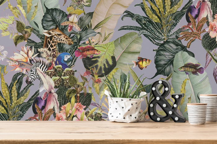 Tropical Zoo - Grey / Multi