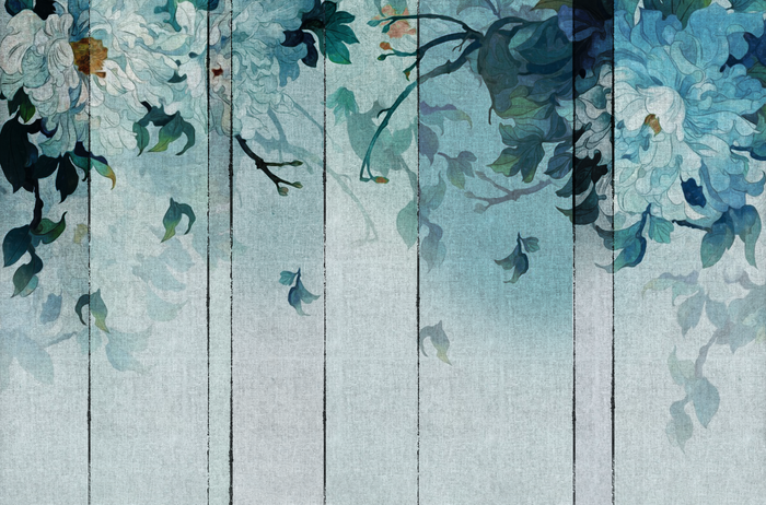 Mural - Japanese Floral Blue (Per Sqm)