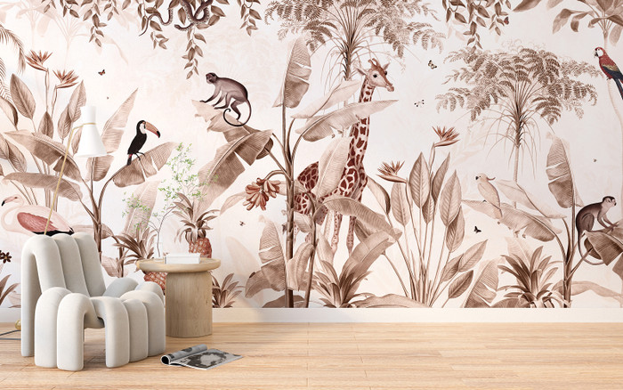 Mural - Pineapple Jungle Sepia (Per Sqm)