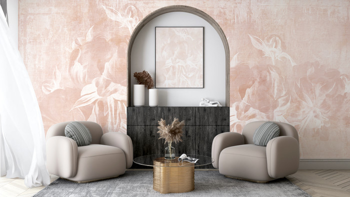 Mural - Vintage Peonies Pink (Per Sqm)