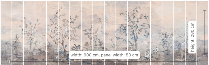 Chinoiserie Tree Branches Pink and Grey Wallpaper Wall Mural | Komar ...