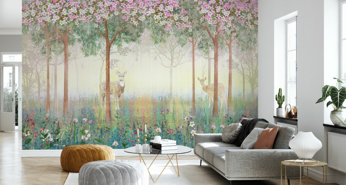 Mural - Deers in Dreamy Forest (Per Sqm)