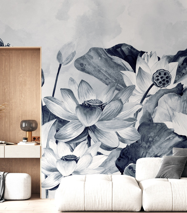 Mural - Lotus Flowers Ink (Per Sqm)