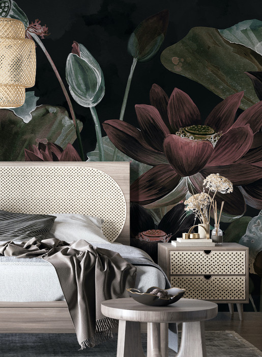 Mural - Lotus Flowers Black (Per Sqm)