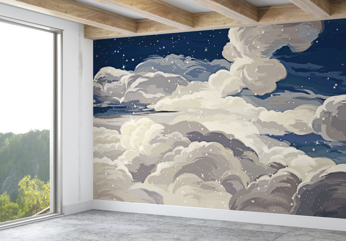 Mural - Foggy Night Blue (Per Sqm)