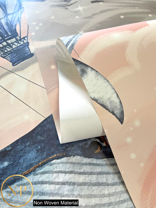 Mural - Whale Night Sky Pink (Per Sqm)