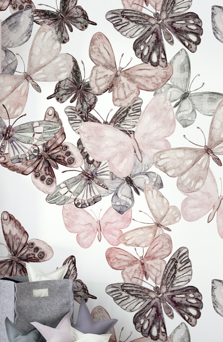 Mural - Butterflies Gentle Pink (Per Sqm)