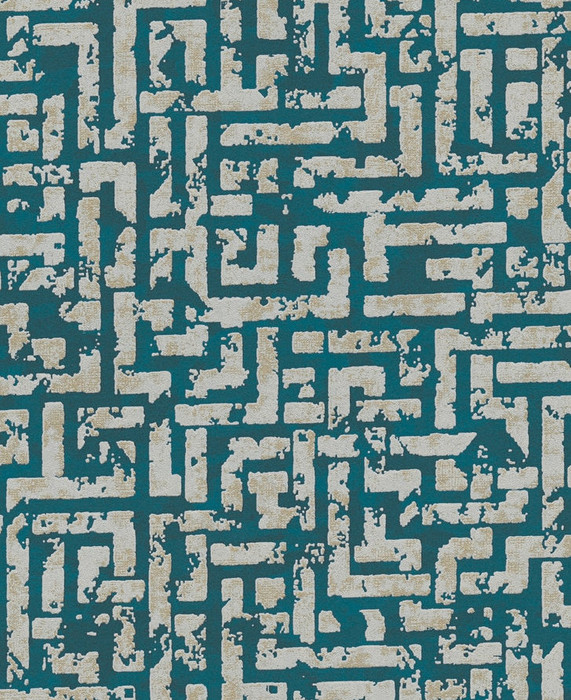 Aztec Maze - Teal / Gold