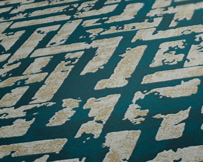 Aztec Maze - Teal / Gold