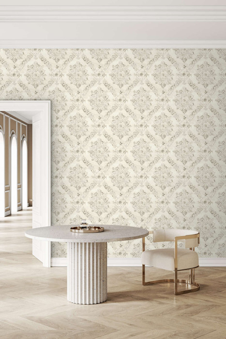 Rustic Damask - Cream / Gold