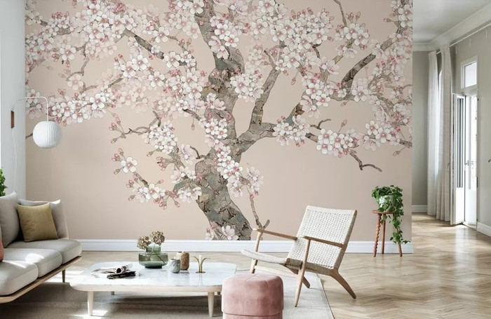 Mural - Doux Blossom Peach (Per Sqm)