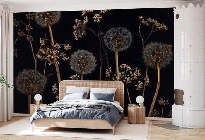 Mural - Meadow Flowers Black (Per Sqm)