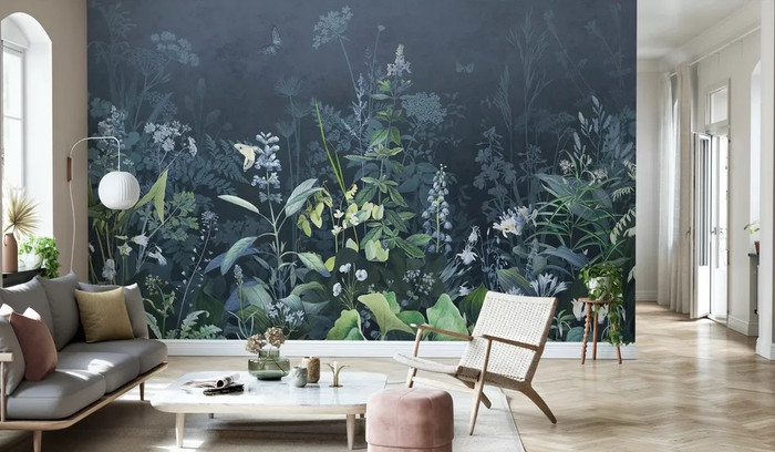 Mural - Blue Forest Flowers (Per Sqm)