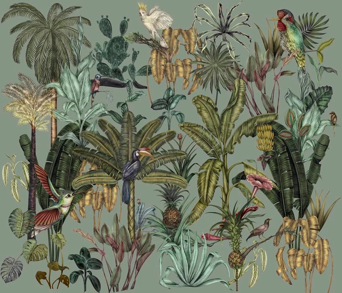 Mural - Luscious Jungle Birds (Per Sqm)