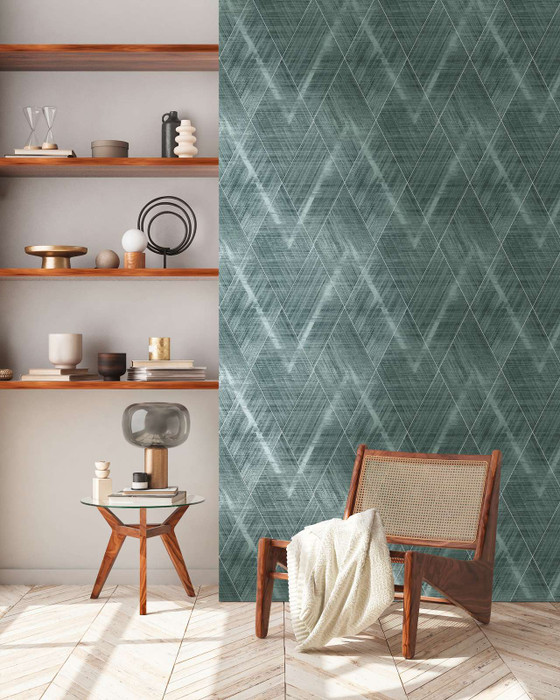 Chevron Linen - Green / Grey