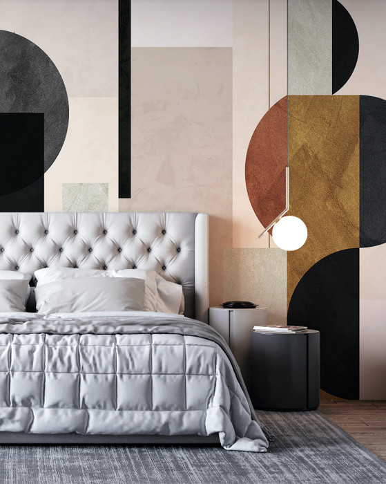 Warm Tones Textural Effect Abstract Organic Shapes Wallpaper Mural