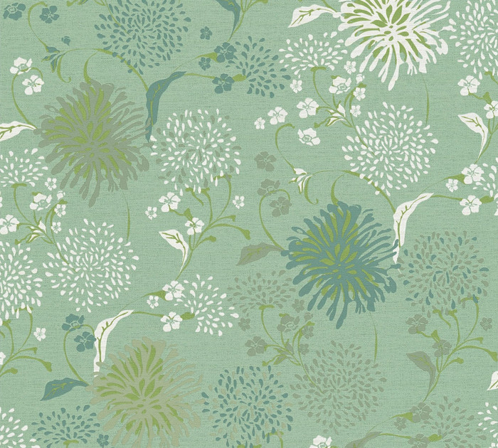 Floral Burst - Green / White