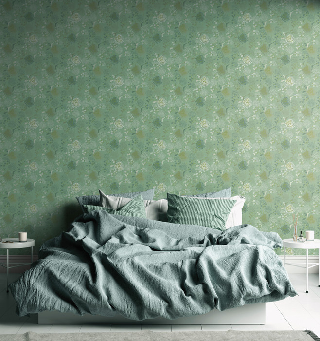 Floral Burst - Green / White