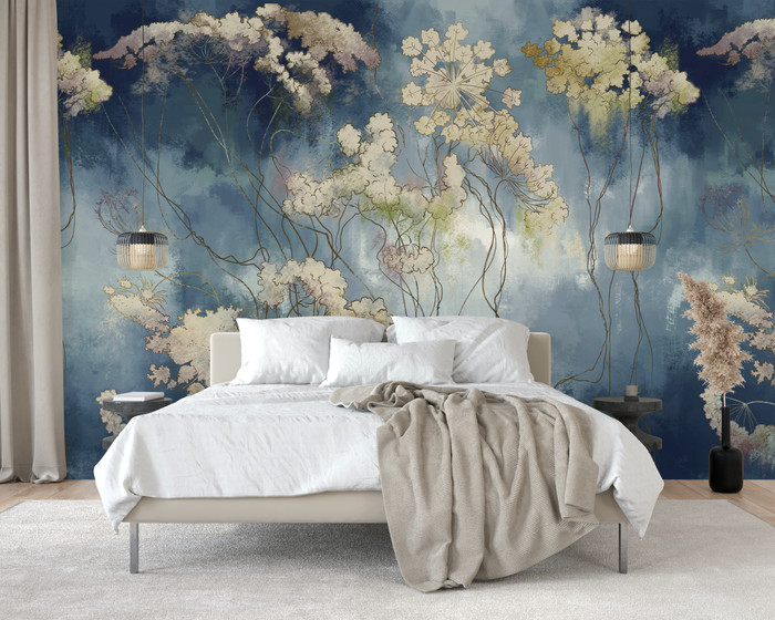 Mural - Wild Flora Blue (Per Sqm)