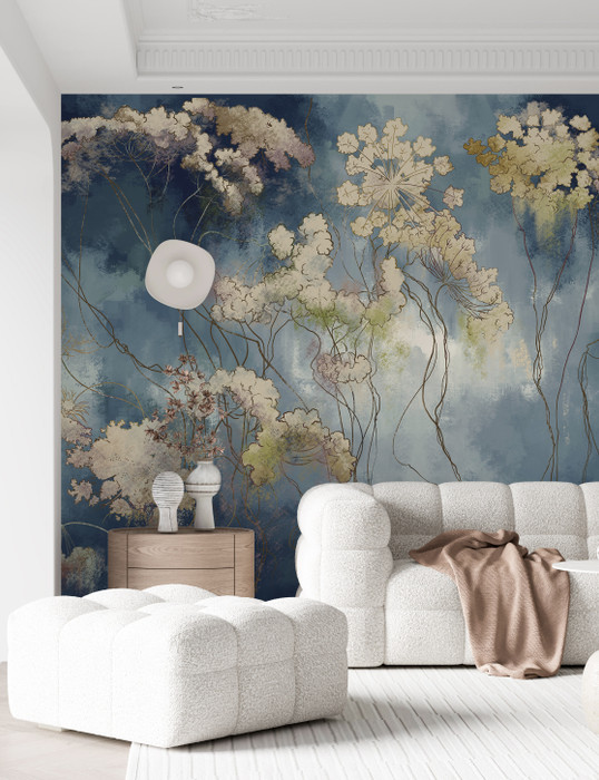 Mural - Wild Flora Blue (Per Sqm)