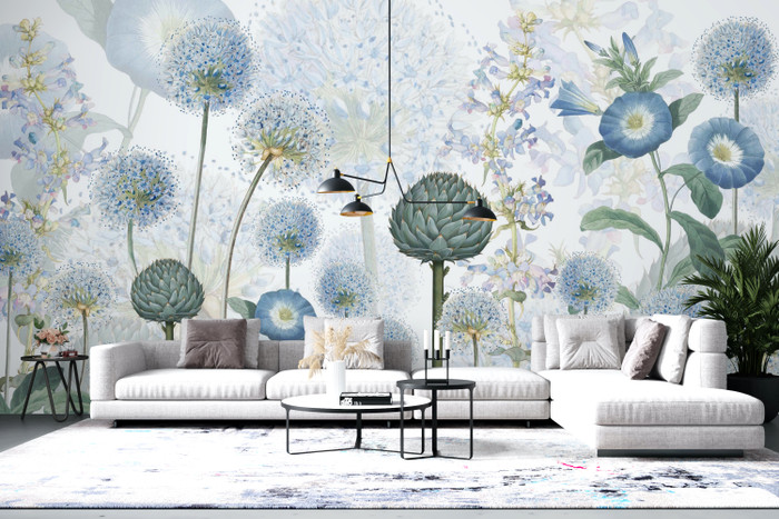 Mural - Blue Wild Meadow (Per Sqm)