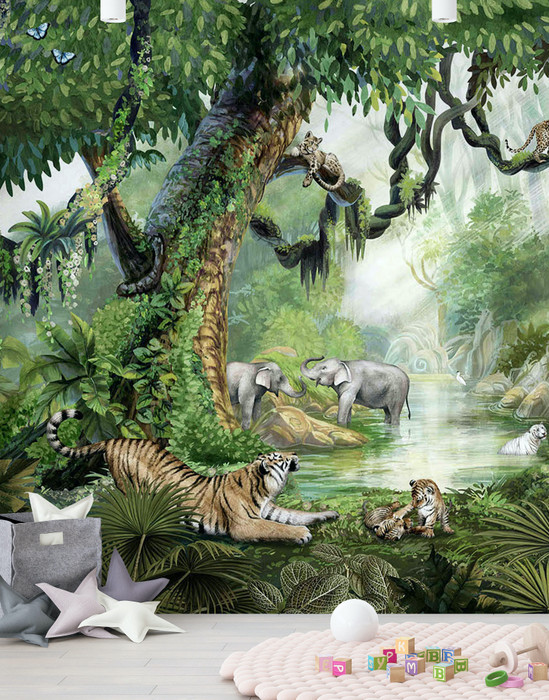 Wildlife Animals Wallpaper Stock Illustration - Download Image Now -  Rainforest, Animal, Zoo - iStock