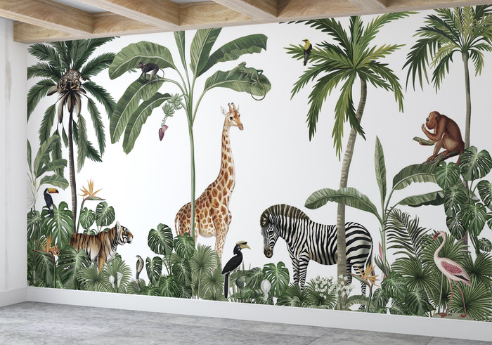 Mural - Jungle Jive White (Per Sqm)