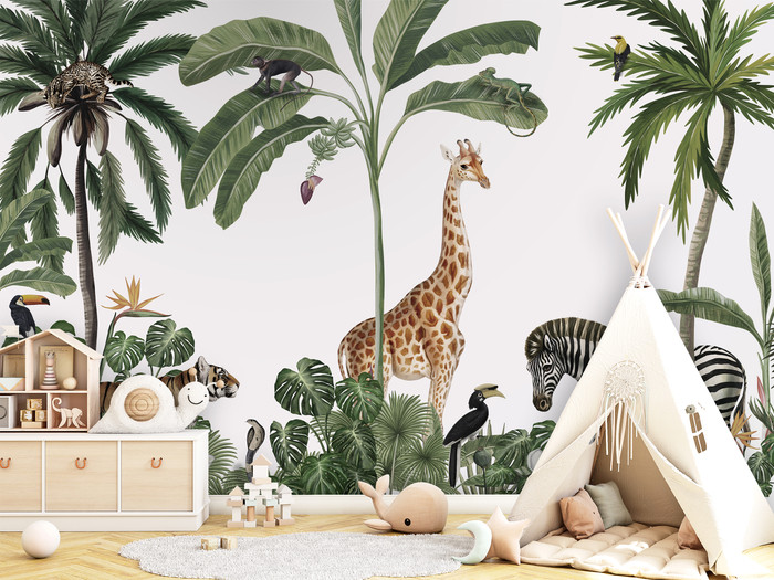 Mural - Jungle Jive White (Per Sqm)