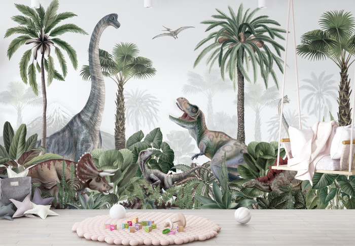 絵画 DINO PLANT Dinos in the Jungle print by Jan Patrik Krasny | Posterlounge