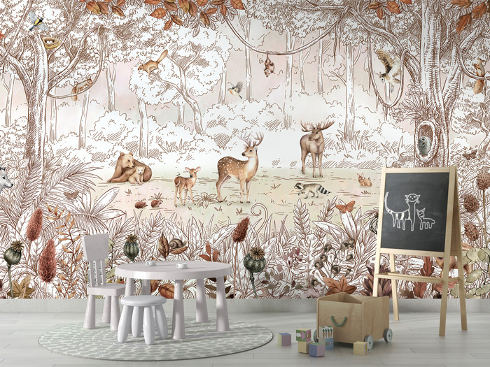 Mural - Forest Friends Autumn (Per Sqm)