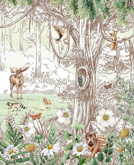 Mural - Forest Friends Spring (Per Sqm)