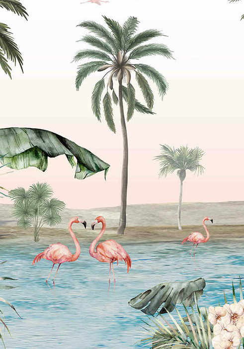 Mural - Flamingo Oasis (Per Sqm)