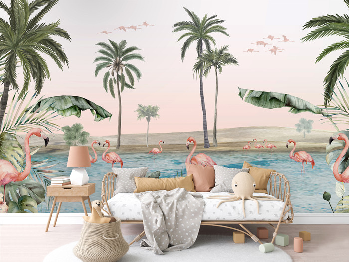 Mural - Flamingo Oasis (Per Sqm)