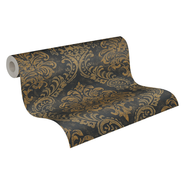 Provincial Damask - Black / Gold