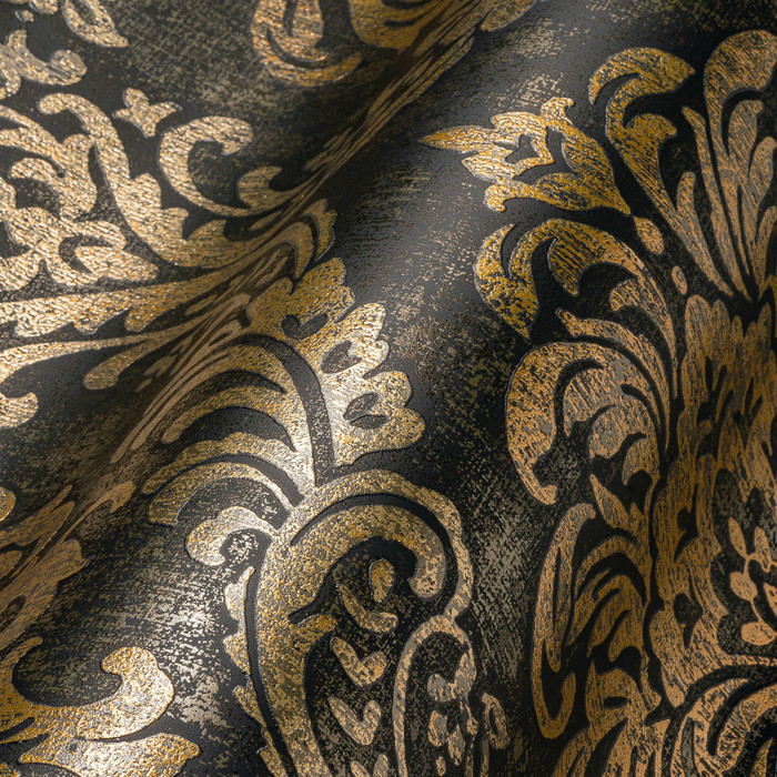 Provincial Damask - Black / Gold