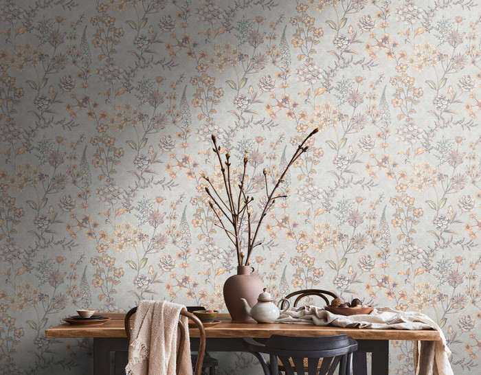 English Blooms - Grey / Orange