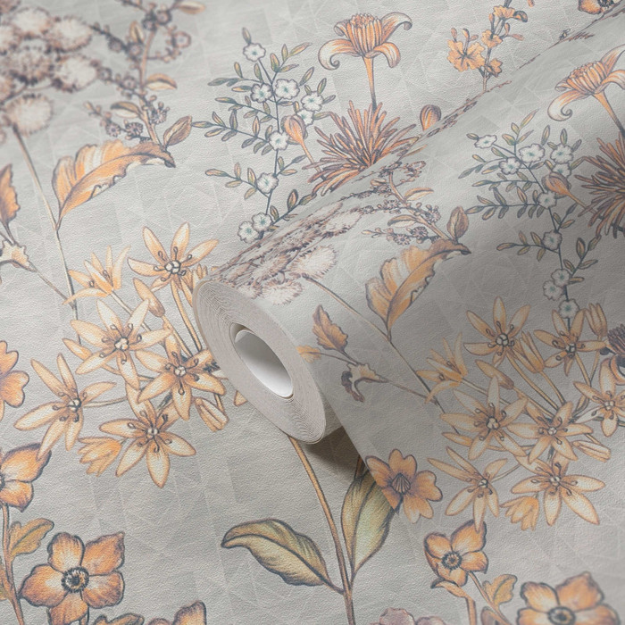 English Blooms - Grey / Orange