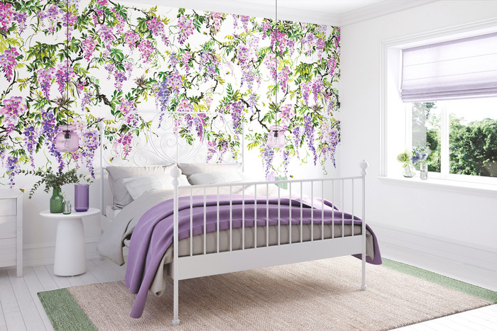 Mural - Trailing Wisteria Amethyst / White (3m x 2.4m)