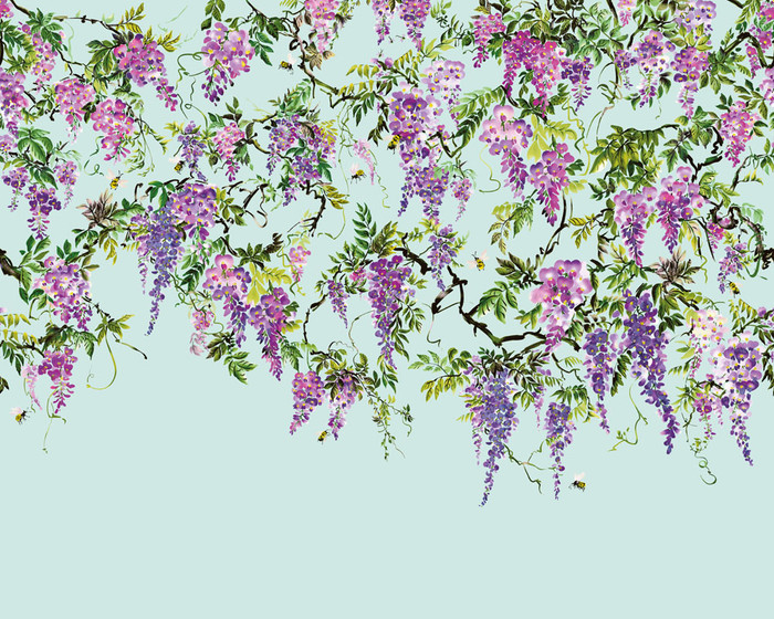 Mural - Trailing Wisteria Amethyst / Sky (3m x 2.4m)