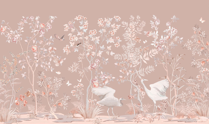 Mural - Birds Garden Pink (Per Sqm)