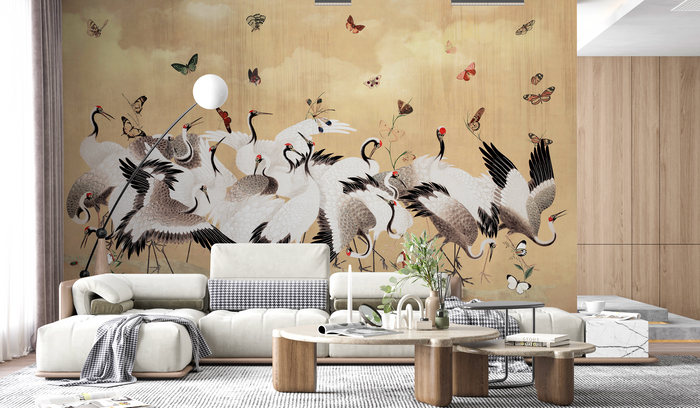 Mural - Cranes & Butterflies (Per Sqm)