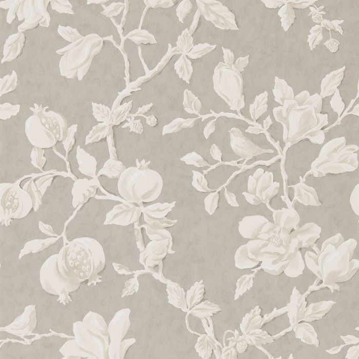 Magnolia And Pomegranate - Silver / Linen