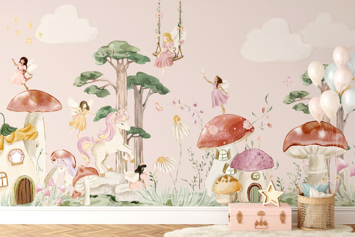 Mural - Garden Fairies Pink (Per Sqm)