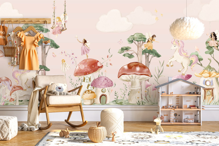 Mural - Garden Fairies Pink (Per Sqm)